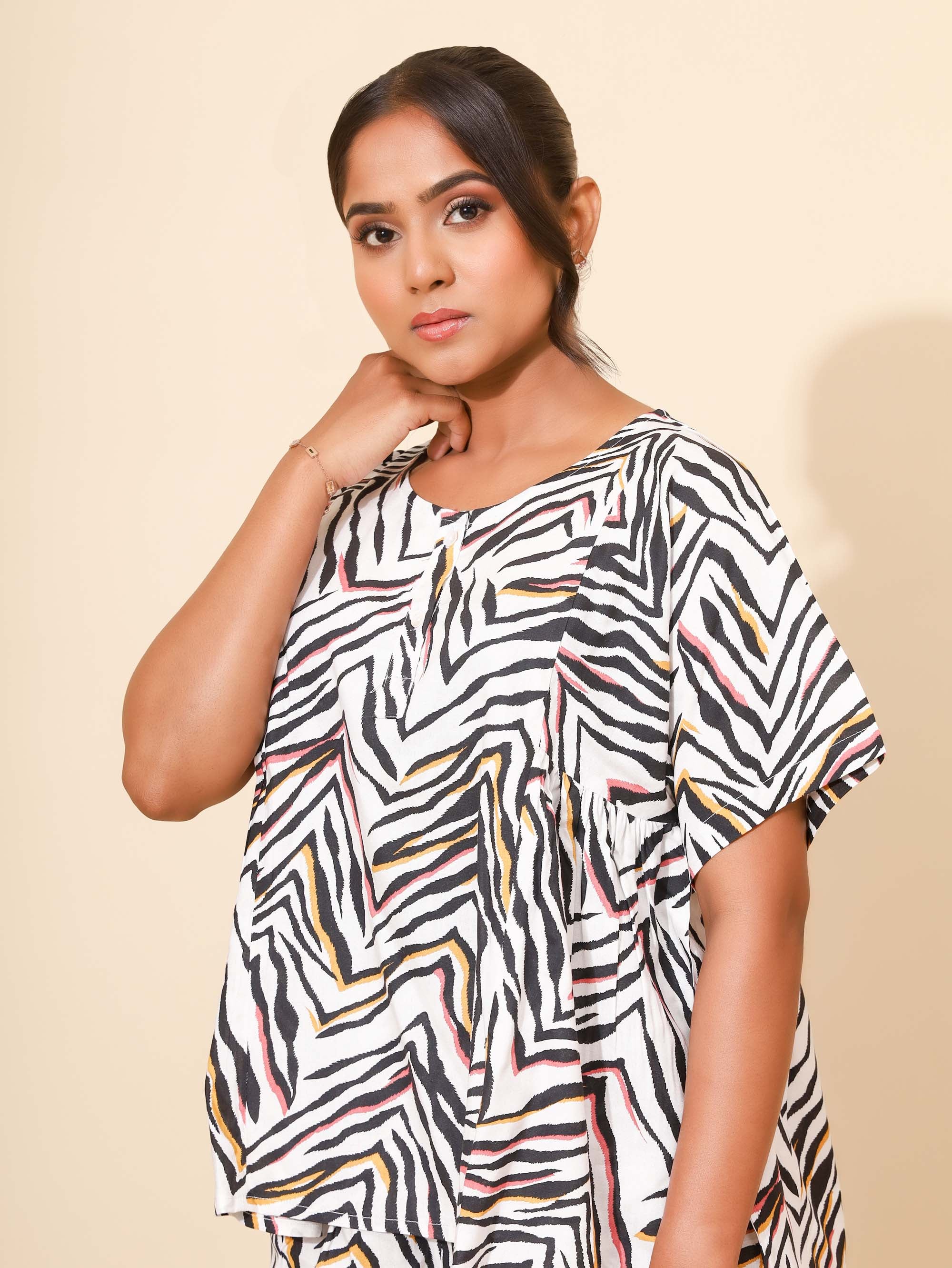 Yellow Bloom Sunlit Safari Short Set for Women | Short and Stylish Top | Multicolor with Abstract Print | All-day Comfort Wear | Daily Beach wear | Hostels/PGs Dress | Lounge Wear | Co ord set | Rayon
