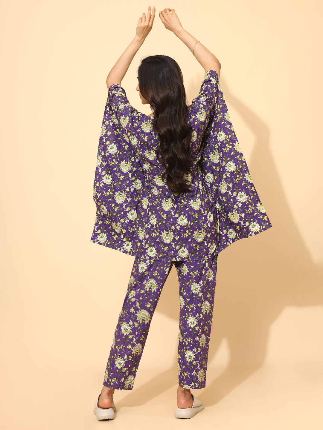 Yellow Bloom Blue Blossom Co ord Pant Set for Women | Pyjama and Top | Blue with Flower Print| Work from Home Wear | Night Wear | Elegant Style | Hostels/PGs Wear | Lounge Dress| Pure Cotton