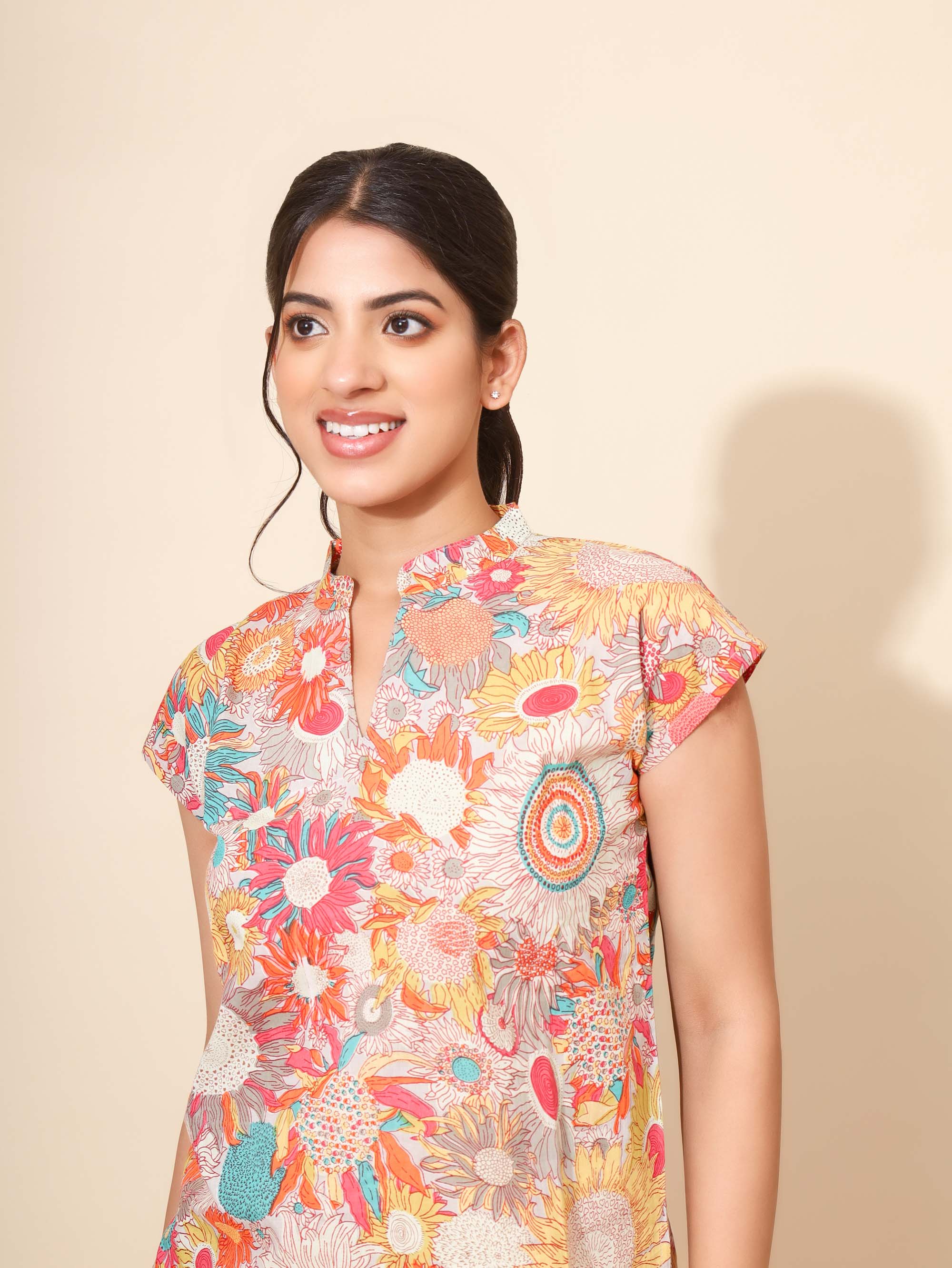 Yellow Bloom Floral Symphony Co ord Pant Set for Women | Pyjama and Top | Multicolor with Flower Print| All-day Wear | Hostels/PGs/Campus Wear | Travel Wear | Picnic Wear | Lounge Dress | Pure cotton