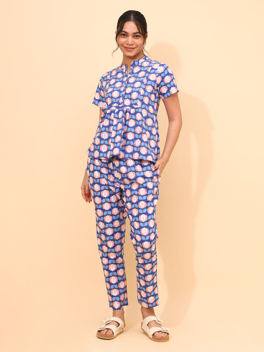 Pink Prism Night Suit – Elegant Comfy Nightwear At YellowBloom