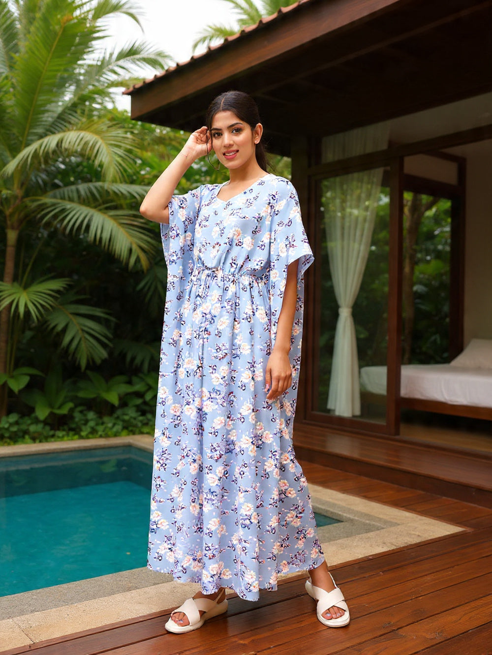 cotton kaftan dress Order Sapphire Garden Floral Kaftan Dress